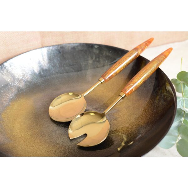 Couverts à salade - Orange & doré – Image 4