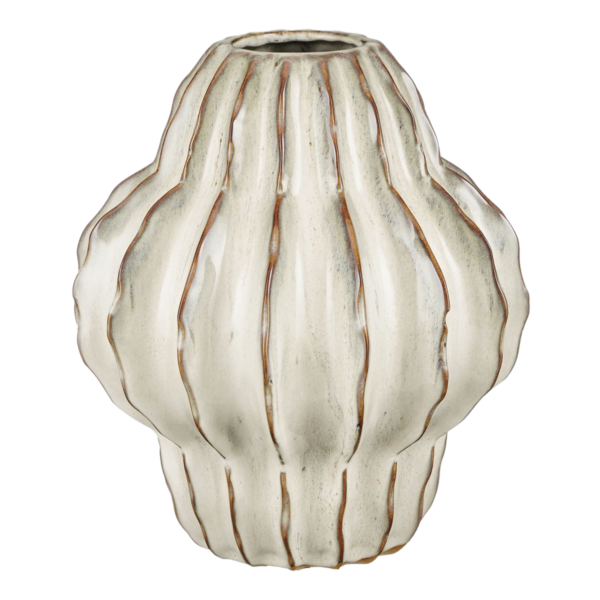 LANTO - Vase en céramique - Blanc Cassé - D25cm – Image 2