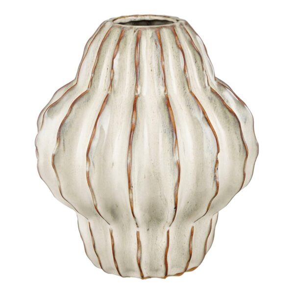 LANTO - Vase en céramique - Blanc Cassé - D25cm