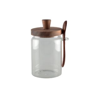 Pot à sucre - Verre & Bois foncé