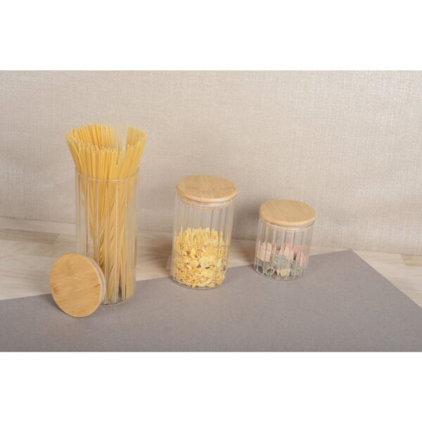 Pot de rangement en verre et couvercle en bois - H20cm – Image 3