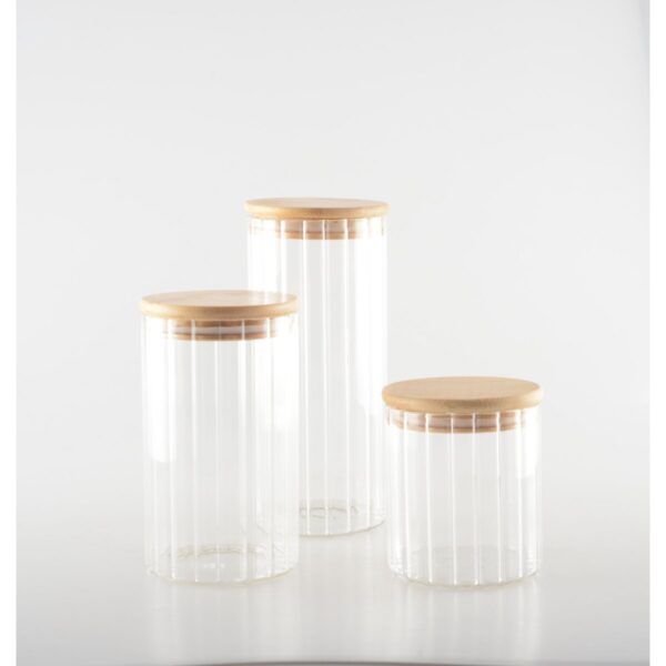 Pot de rangement en verre et couvercle en bois - H20cm – Image 2