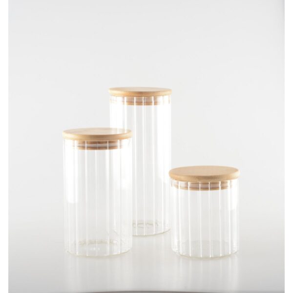 Pot de rangement en verre et couvercle en bois – H15cm – Image 2