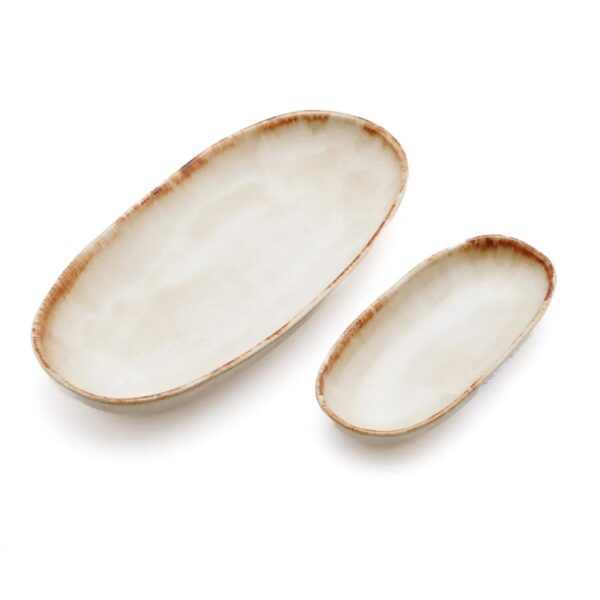 LINA - Assiette ovale L16cm – Beige – Lot de 6 – Image 3