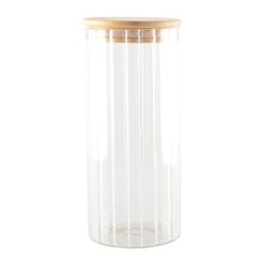 Pot de rangement en verre et couvercle en bois - H20cm