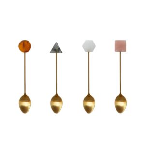 Lot de 4 cuillères à café - Géométrique - Multi couleurs