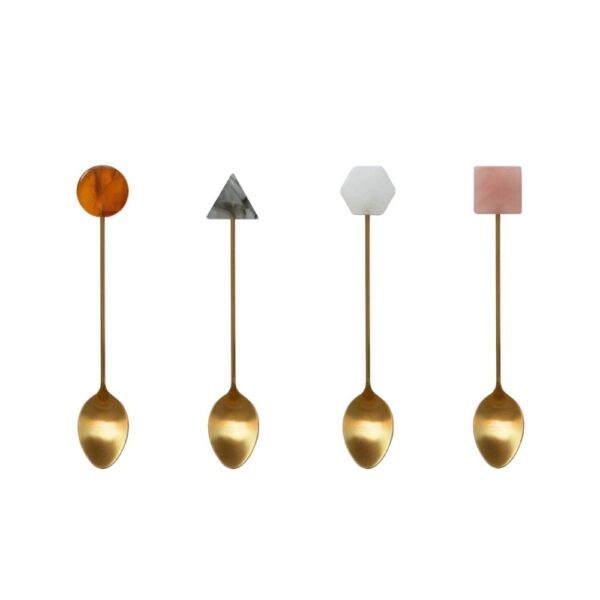 Lot de 4 cuillères à café - Géométrique - Multi couleurs