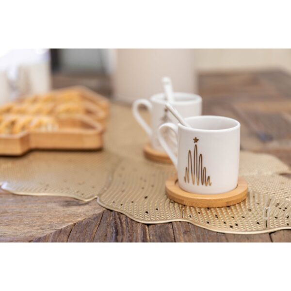 Lot de 2 tasses à café/cuillère/soucoupe bois de Noël – Image 3